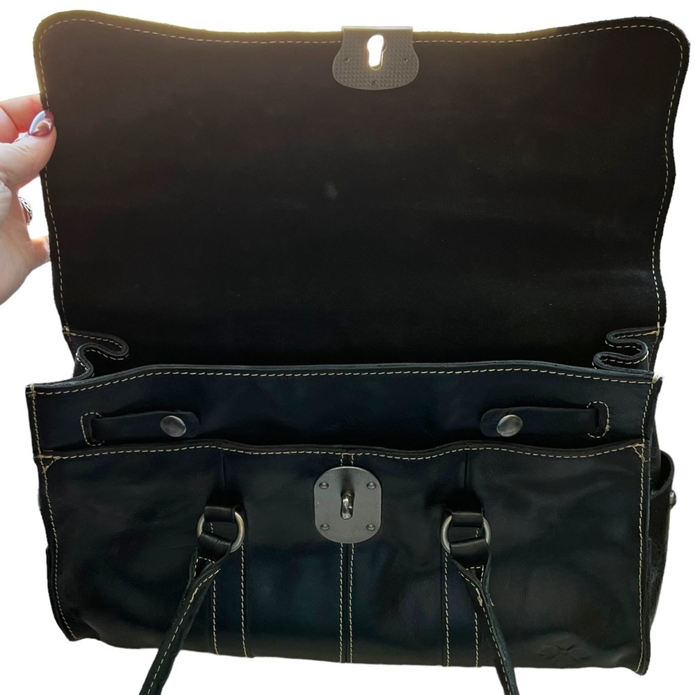 PATRICIA NASH Vienna Black Embossed Rose Tooled Turnlock Satchel Handbag - Picture 3 of 15